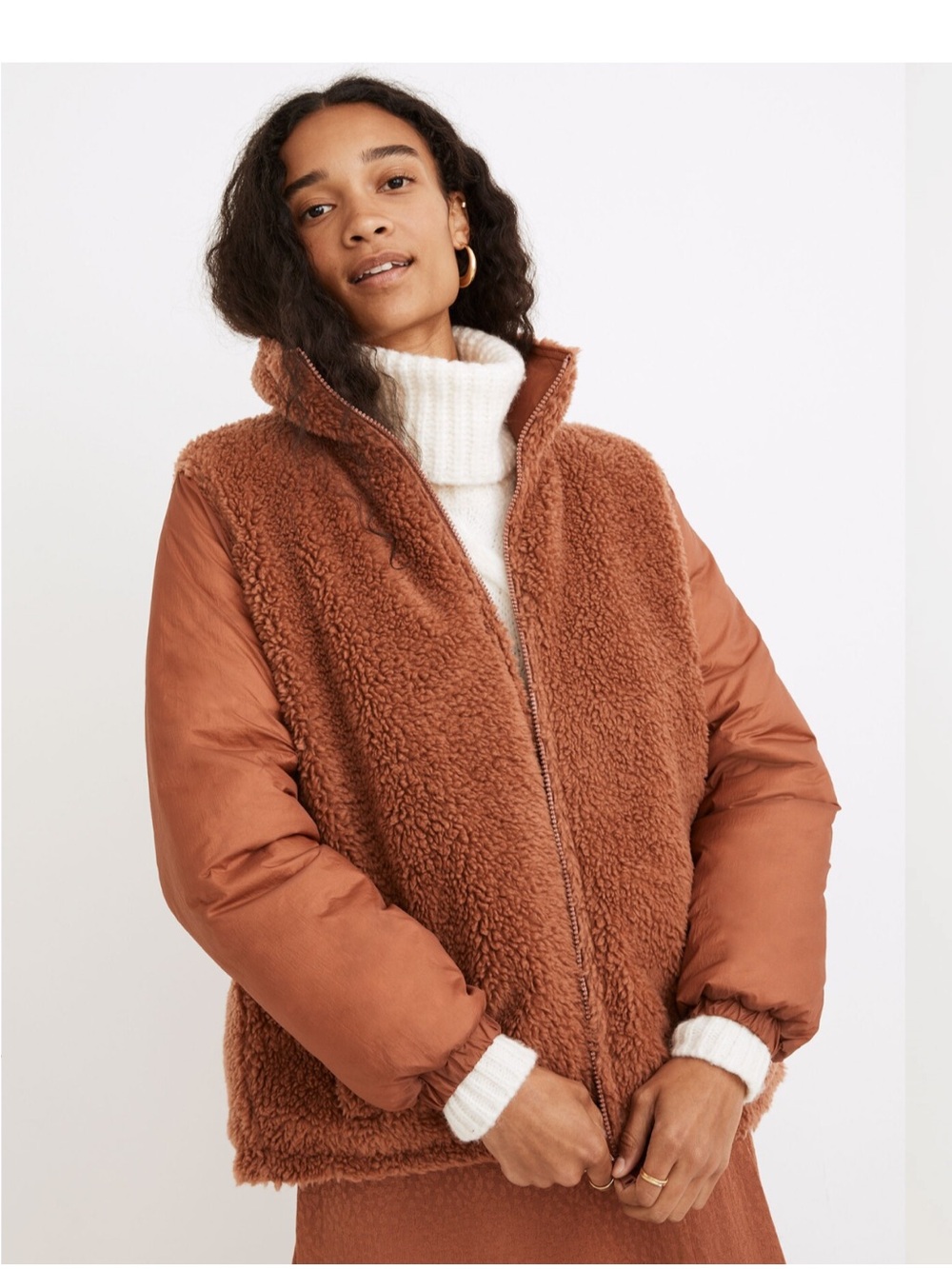 Madewell Reversible Sherpa Puffer Jacket, Women’s XL, Warm Umber Color, NWOT